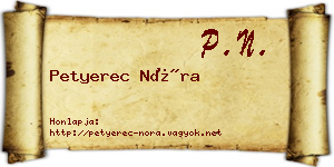 Petyerec Nóra névjegykártya
